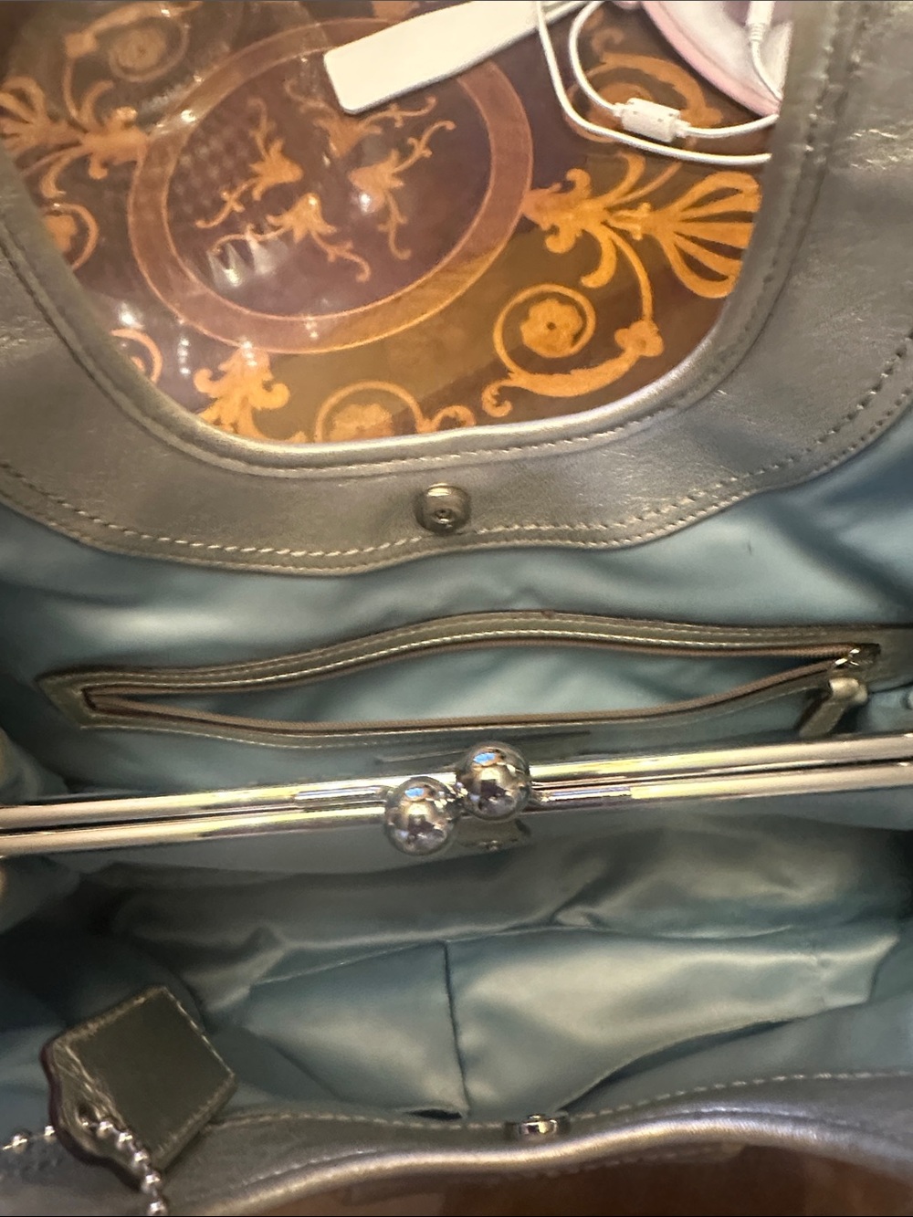 Like New Coach Metallic Silver Leather Tote Bag - Women - Picture 5 of 9